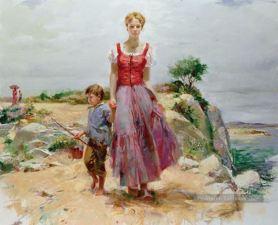 PD mère et le fils Femme Impressionist Peintures à l'huile